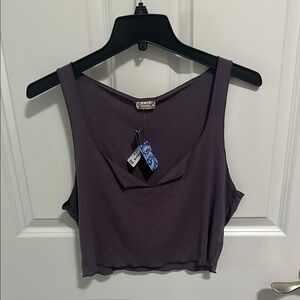Free people large ribbed crop top plum NWT